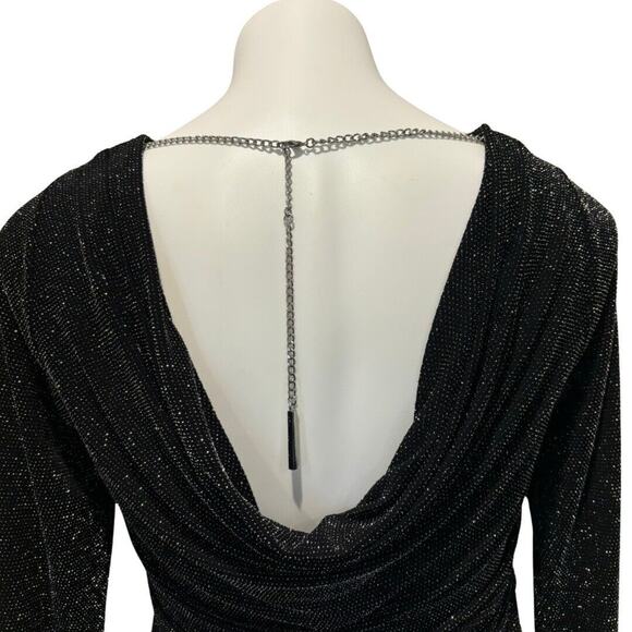Michael Kors Top XS Metallic Black Low Cowl Back With Adjustable Chain - Picture 1 of 10